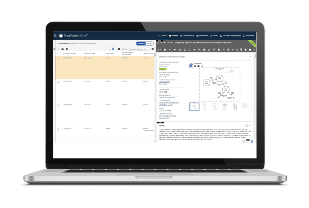 Patent search powered by LexisNexis TotalPatent One