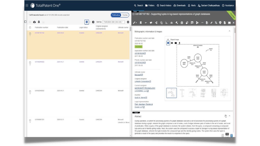 Patent search powered by LexisNexis TotalPatent One