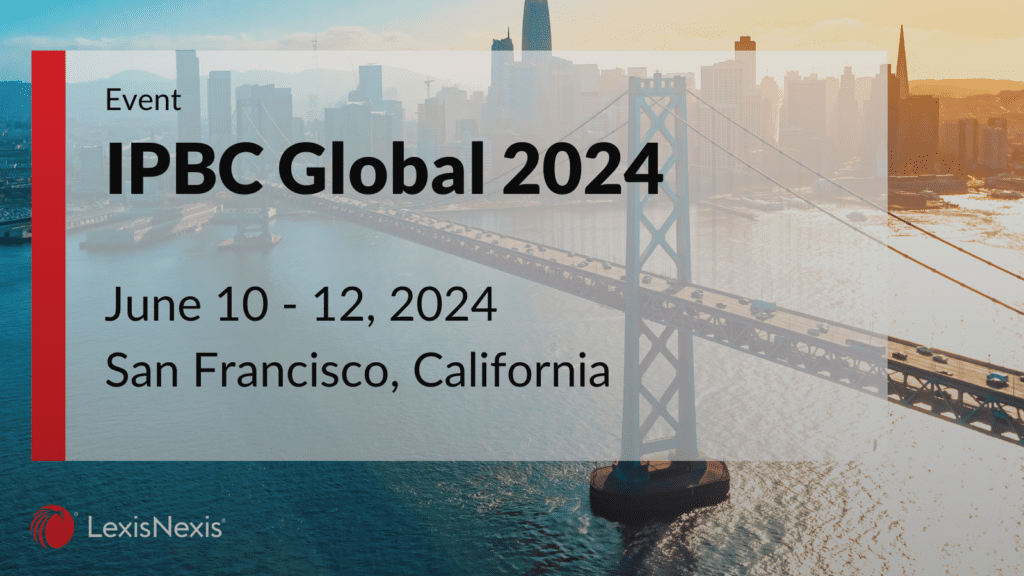 IPBC Global 2024, 10 - 12 June, San Francisco over a shot of the Bay Bridge