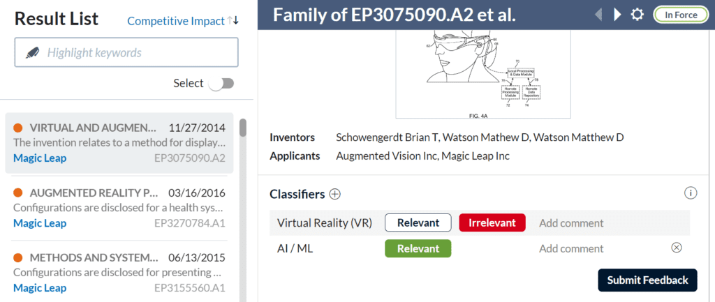 Boosting Organization and Productivity with PatentSight+ Enhanced Collaboration Features Classification Feedabck