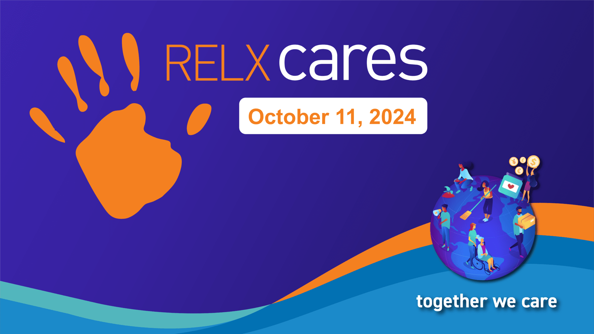 Promotional image for RELX Global Cares Day, October 11, 2024